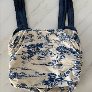 Free People Blue and Cream Printed Top